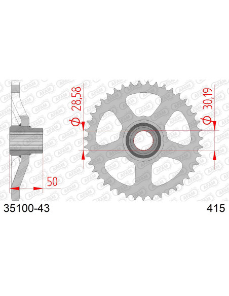 Kit chaîne acier APRILIA 50 AF-1 EUROPA,FUTURA 1990-1992   