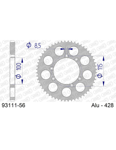 Kit chaîne alu BETA 50 RR 1999-2001   