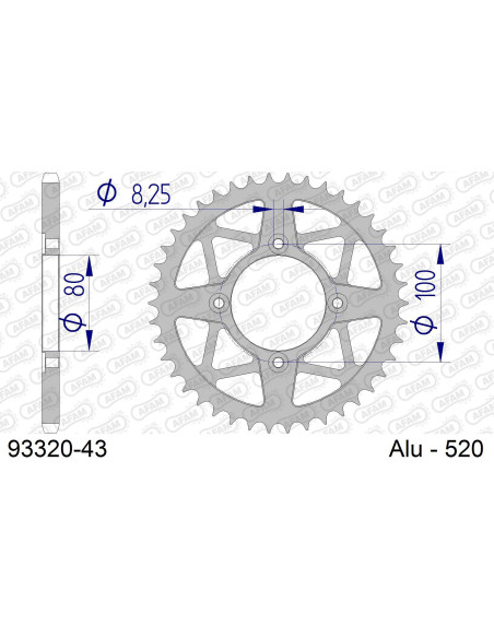 Kit chaîne alu BETA 125 REV 3 2007-2008   