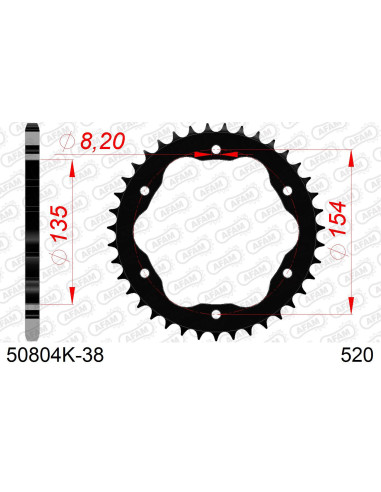 Kit chaîne acier DUC 1098 STRADA FOR PCD3 #520 2007-2009   