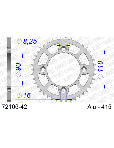 Kit chaîne alu HVA TC 50 MINI 2019-2023   