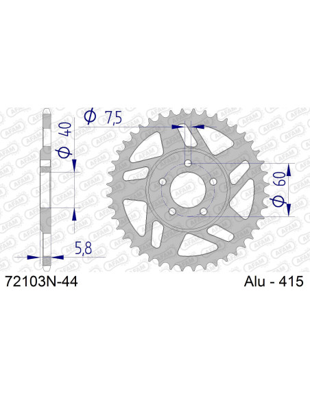 Kit chaîne alu KTM SX 50 2006-2008   
