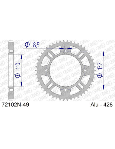 Kit chaîne alu KTM SX 85 BIG WHEELS 2003-2017   