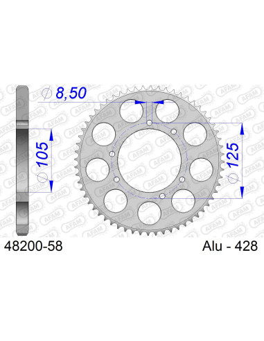 Kit chaîne alu HM CRM 125 F 4T 2011-2016   