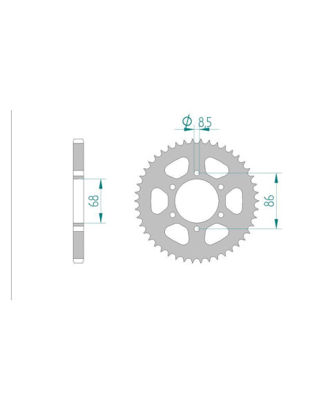 Kit chaine DID  ACIER KAWASAKI AR 125 LC A1-8,B1-8 1982 à 1994