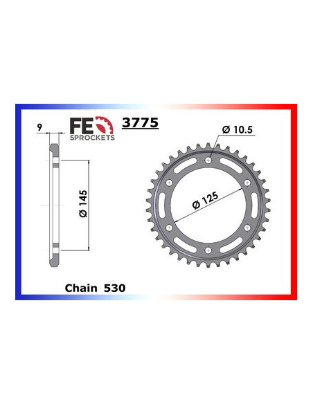 FZ.750 '87/90 16X43 RK530GSV3  (2MG,3MG,3DX,3KS)