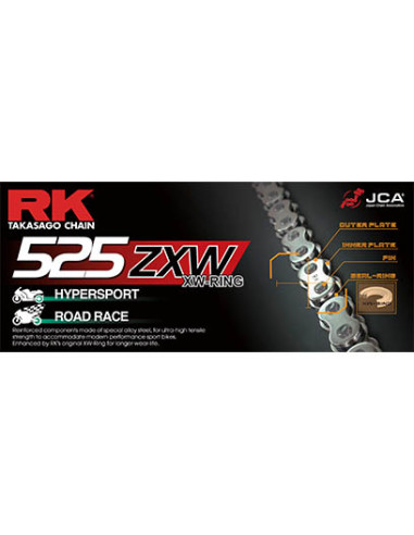 CHAINE RK 525ZXW 132 MAILLONS avec Attache à River.