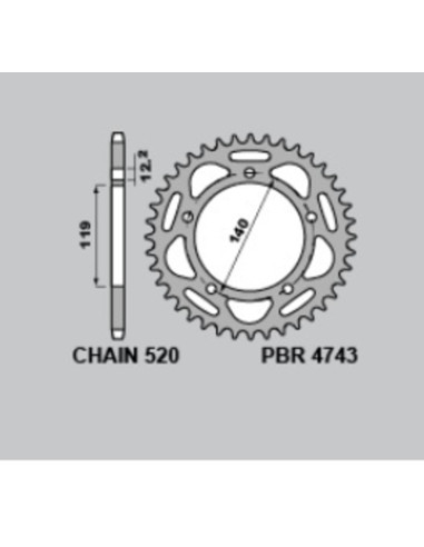 Couronne PBR aluminium ultra-light anodisé dur 4743 - 520