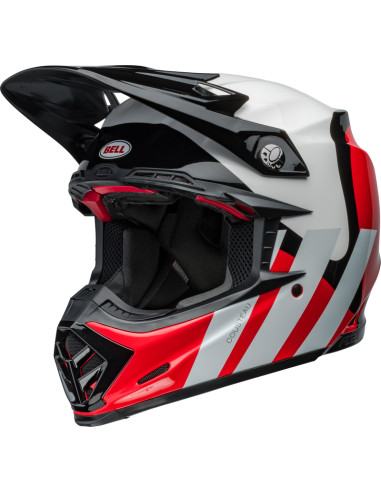 Casque BELL Moto-9S Flex - Hello Cousteau Stripes Gloss White/Red