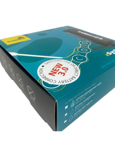 Graisseur de chaîne électronique SCOTTOILER xSystem 3.0 + lubrifiant tout climat vert biodégradable 250ml