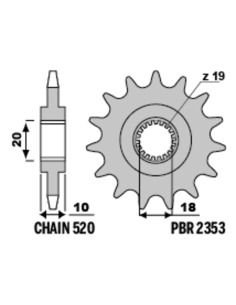 Pignon PBR acier standard 2353 - 520 2