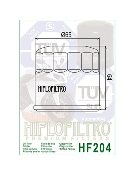 Filtre à huile HIFLOFILTRO Chrome - HF204C
