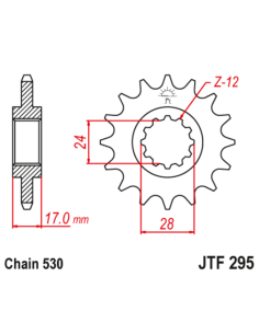 Pignon JT SPROCKETS acier anti-bruit 295 - 525 2