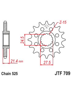 Pignon JT SPROCKETS acier anti-bruit 709 - 525 2