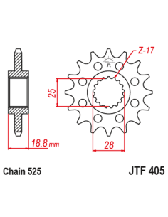 Pignon JT SPROCKETS acier anti-bruit 405 - 525 2