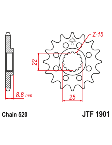 Pignon JT SPROCKETS acier standard 1901 - 520