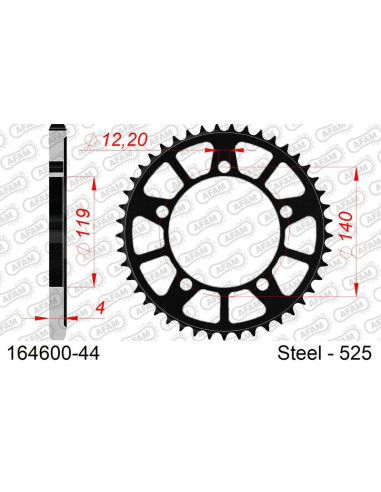 Couronne AFAM acier standard 164600 - 525