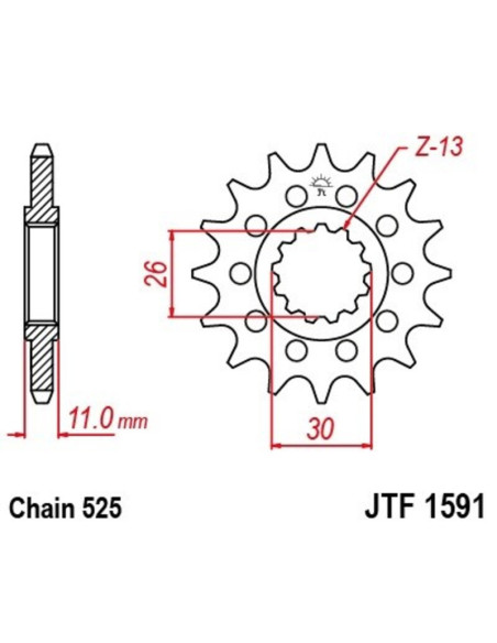 Pignon JT SPROCKETS acier anti-bruit 1591 - 525