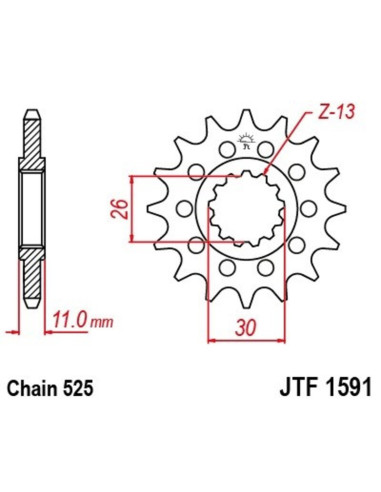 Pignon JT SPROCKETS acier anti-bruit 1591 - 525