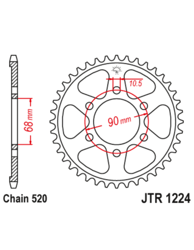 Couronne JT SPROCKETS acier standard 1224 - 520