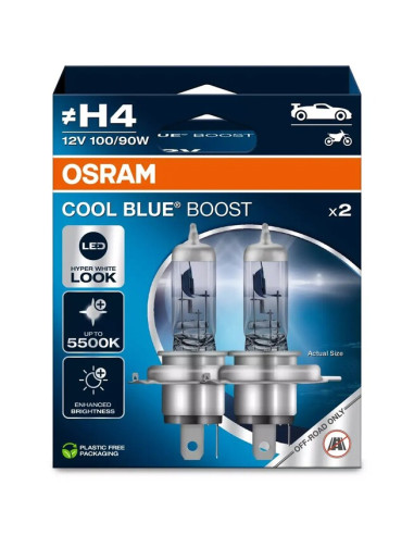 Ampoule OSRAM Cool Blue Boost H4 12V/100/90W - X2