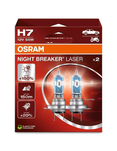 Ampoules OSRAM H7 Night Breaker Laser 12V 55W PX26d - par paire