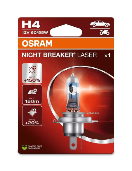Ampoule OSRAM H4 Night Breaker Laser 12V 60/55W P43t-38 - à l'unité