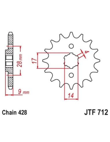 Pignon JT SPROCKETS acier standard 712 - 428