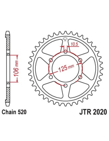 Couronne JT SPROCKETS acier standard 2020 - 520