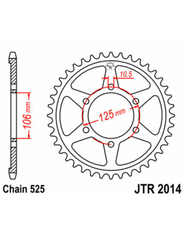 Couronne JT SPROCKETS acier standard 2014 - 525