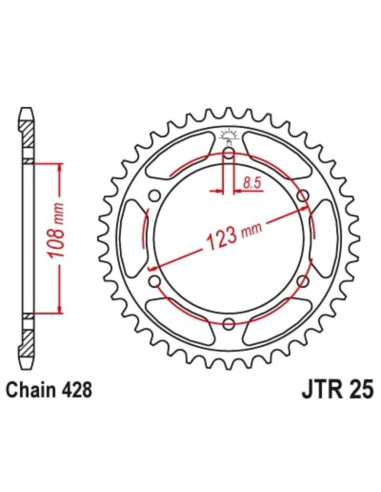 Couronne JT SPROCKETS acier standard 25 - 428