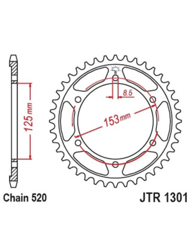 Couronne JT SPROCKETS acier standard 1301 - 520