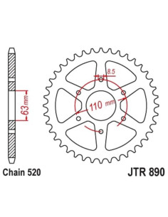 Couronne JT SPROCKETS acier standard 890 - 520