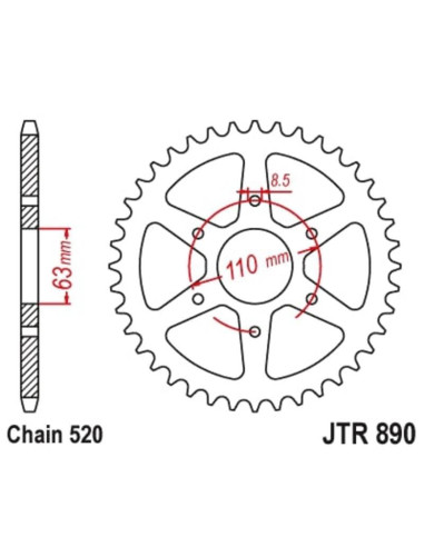 Couronne JT SPROCKETS acier standard 890 - 520