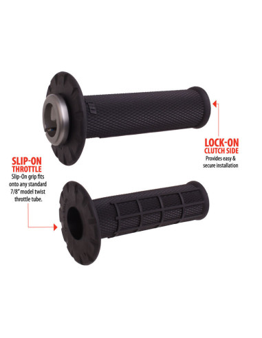 Revêtements universels ODI Lock-On semi-gaufré - noir/noir