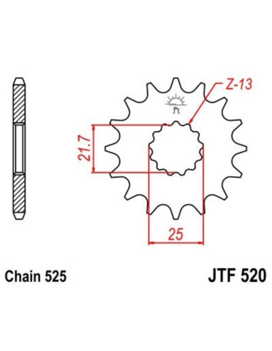 Pignon JT SPROCKETS acier anti-bruit 520 - 525