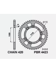 Couronne PBR Racing aluminium ultra-light 4423 - 420