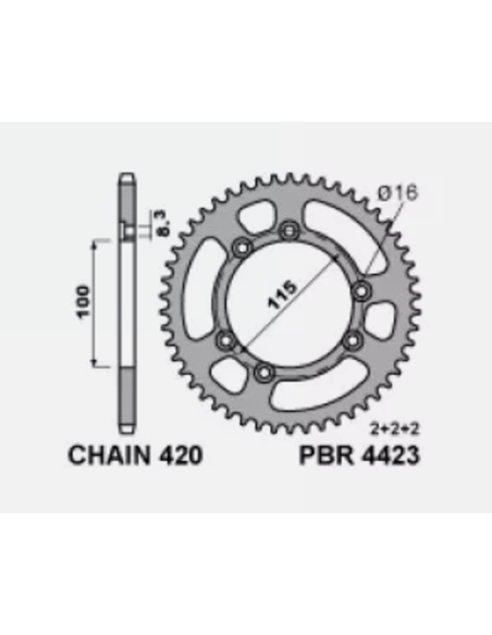 Couronne PBR Racing aluminium ultra-light 4423 - 420
