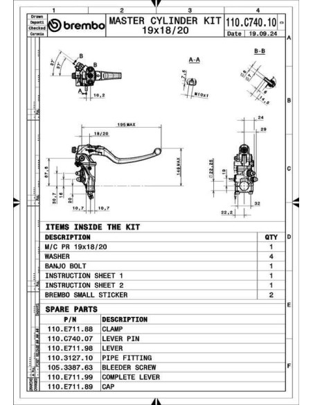 Maître-cylindre BREMBO UPGRADE 19RCS Corsa Corta Radial
