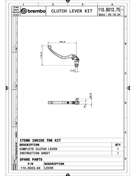 Levier embrayage BREMBO UPGRADE style RCS