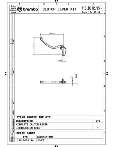 Levier embrayage BREMBO UPGRADE style RCS