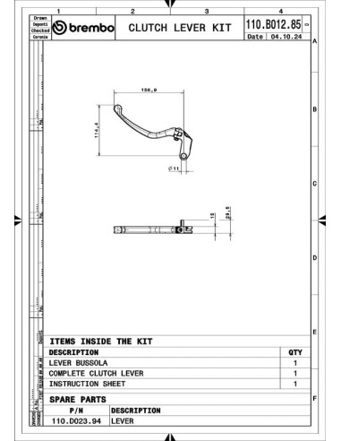 Levier embrayage BREMBO UPGRADE style RCS