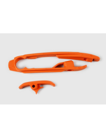 Kit patin de bras oscillant + patin de chaîne inférieur UFO orange KTM