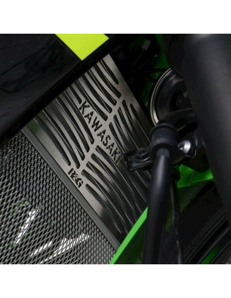 Protection de radiateur gravée R&G RACING inox - Kawasaki Ninja 125