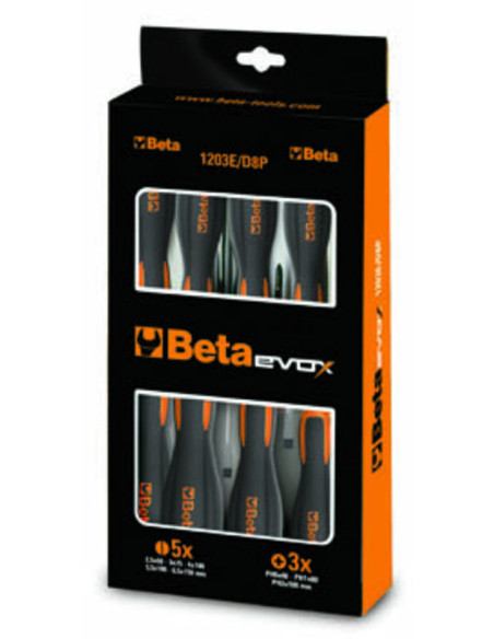 Jeu de 8 tournevis à fente et cruciforme BETA TOOLS