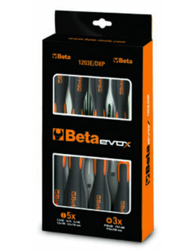 Jeu de 8 tournevis à fente et cruciforme BETA TOOLS