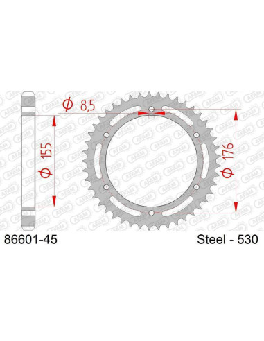 Kit chaîne AFAM 530XHR2 17/44 super-renforcé - couronne standard