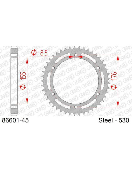 Kit chaîne AFAM 530XHR2 17/44 super-renforcé - couronne standard
