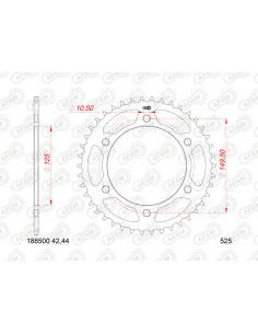 Couronne AFAM 44 dents acier pas 5205 type 188500 2