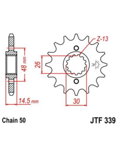 Pignon JT SPROCKETS acier anti-bruit 339 - 530 2